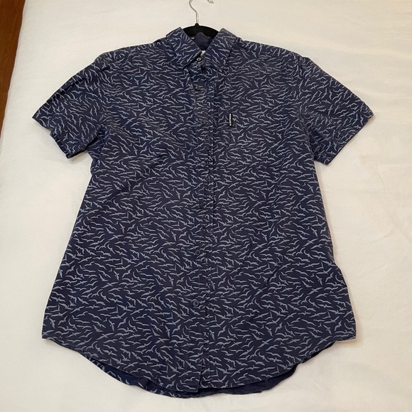 Ben Sherman Blue Short Sleeve Button Down - Picture 1 of 4